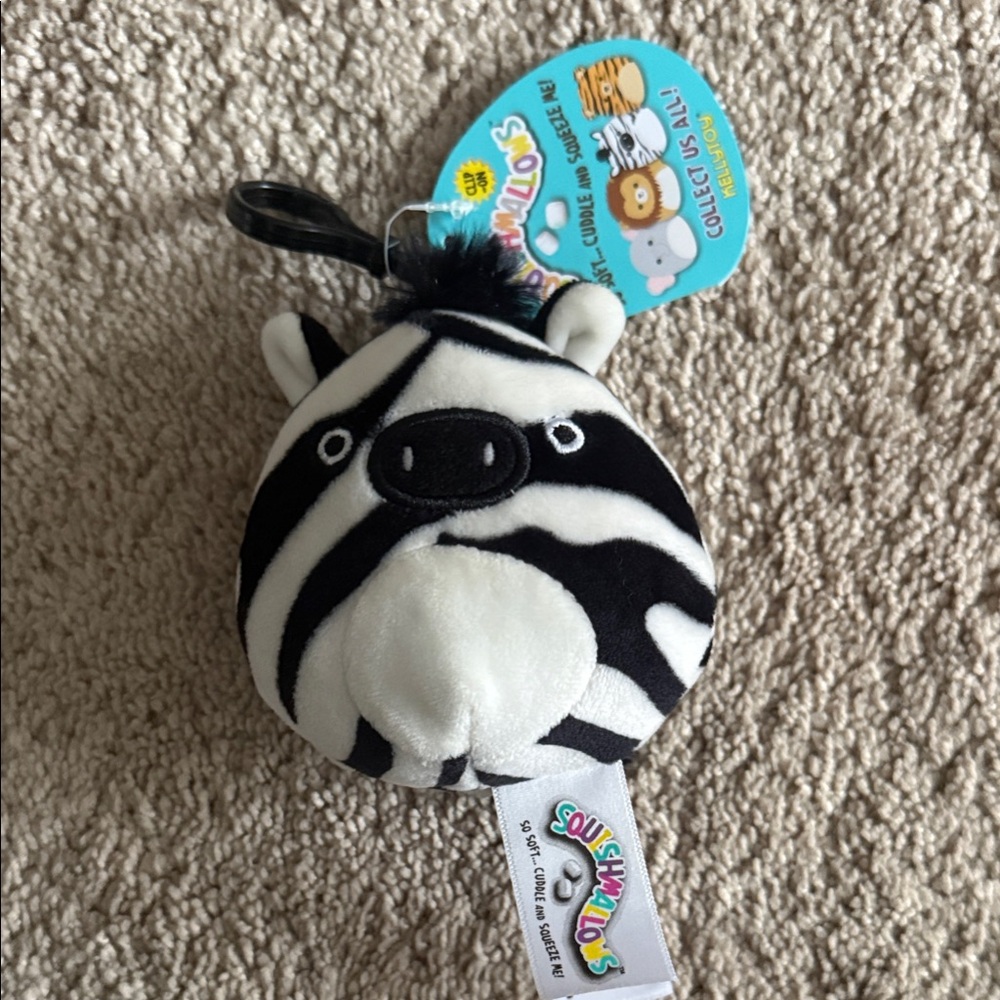 Squishmallows Zebra Plush Keychain